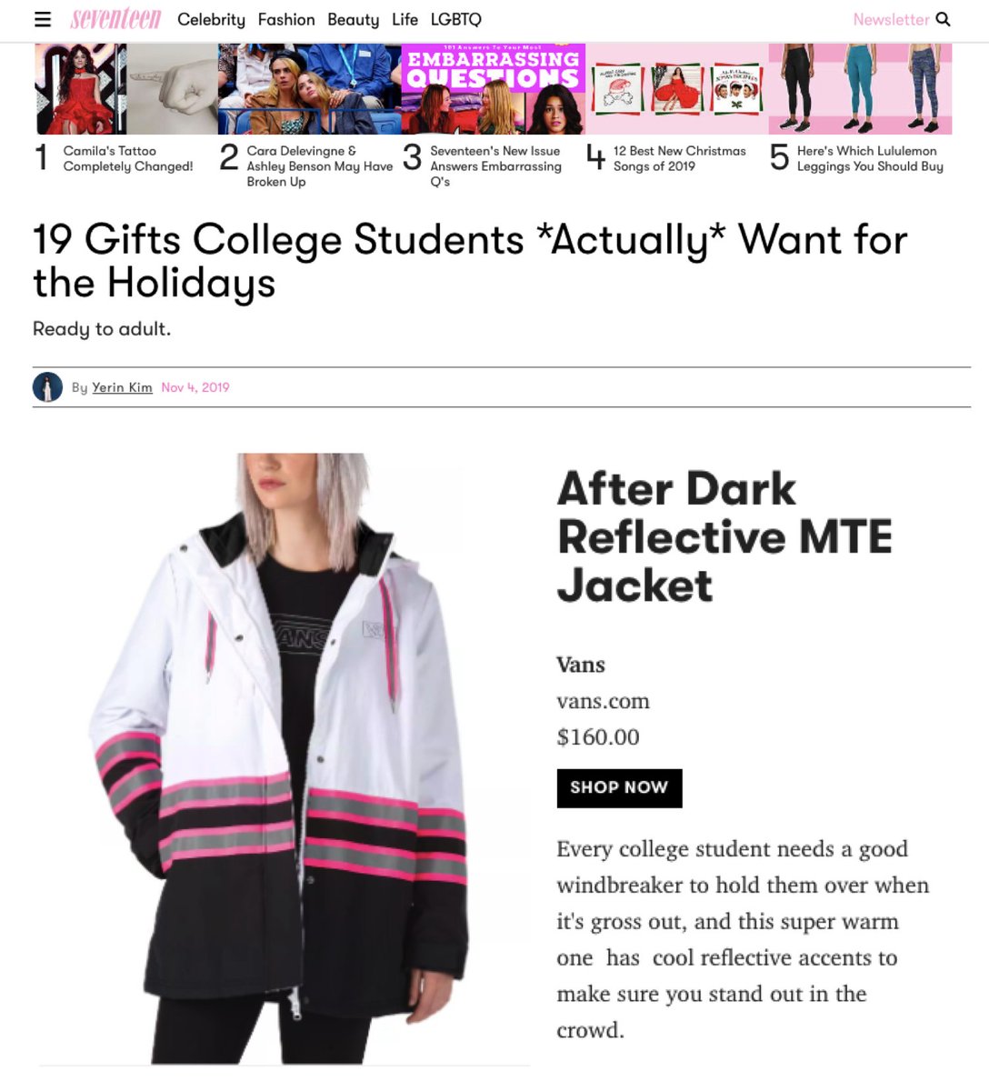 Obsessing over @VANS_66's After Dark Reflective MTE Jacket, it's the perfect #HOLIDAYGIFT. Check it out in <a href="/seventeen/">Seventeen</a>: bit.ly/35e7aaq