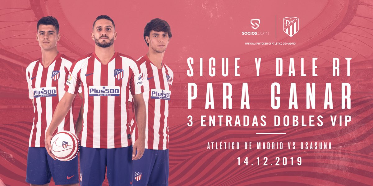 socios's tweet photo. ¡Atléticos! 🔴⚪️

Para celebrar la calificación del equipo a los octavos de finales, sorteamos 3 entradas dobles en nuestro palco privado para el próximo partido del @Atleti en el Wanda @Metropolitano

Gánate una:

✅ SIGUE a @socios
🔄 DALE RT https://t.co/0gJZVsY7iC