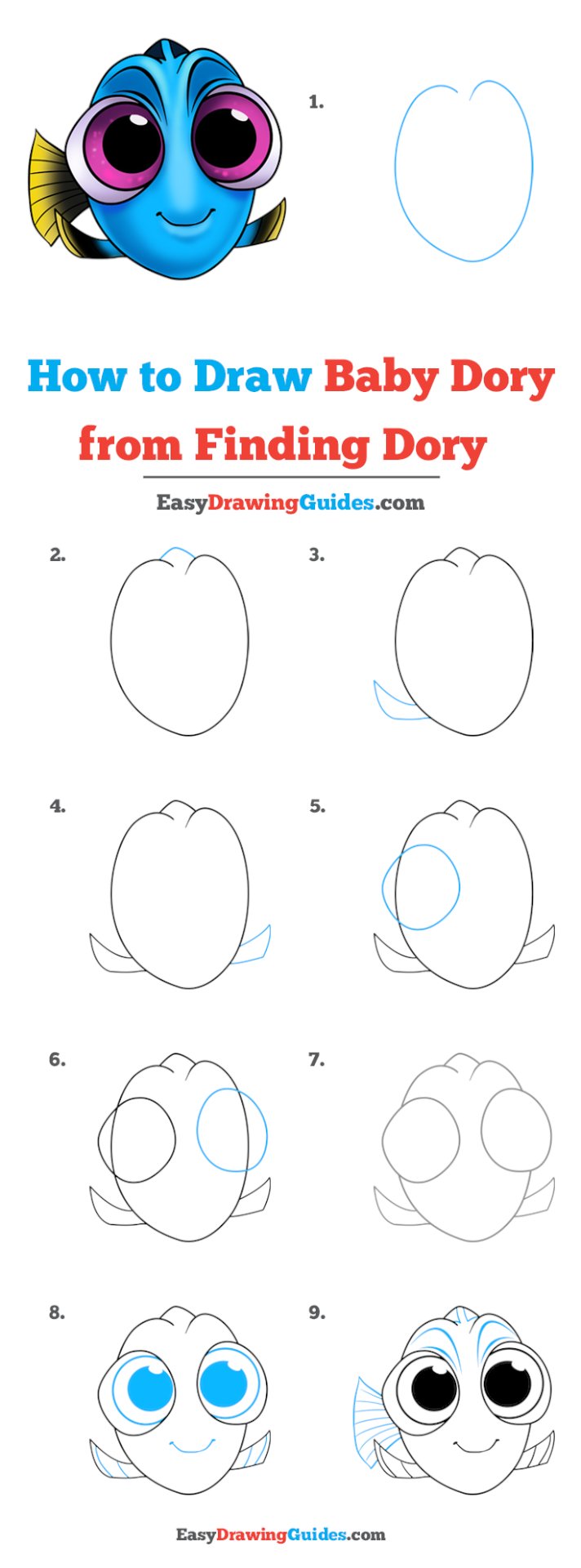 Easy Drawing Guides on Twitter: "Baby Dory from Finding Dory Drawing ...