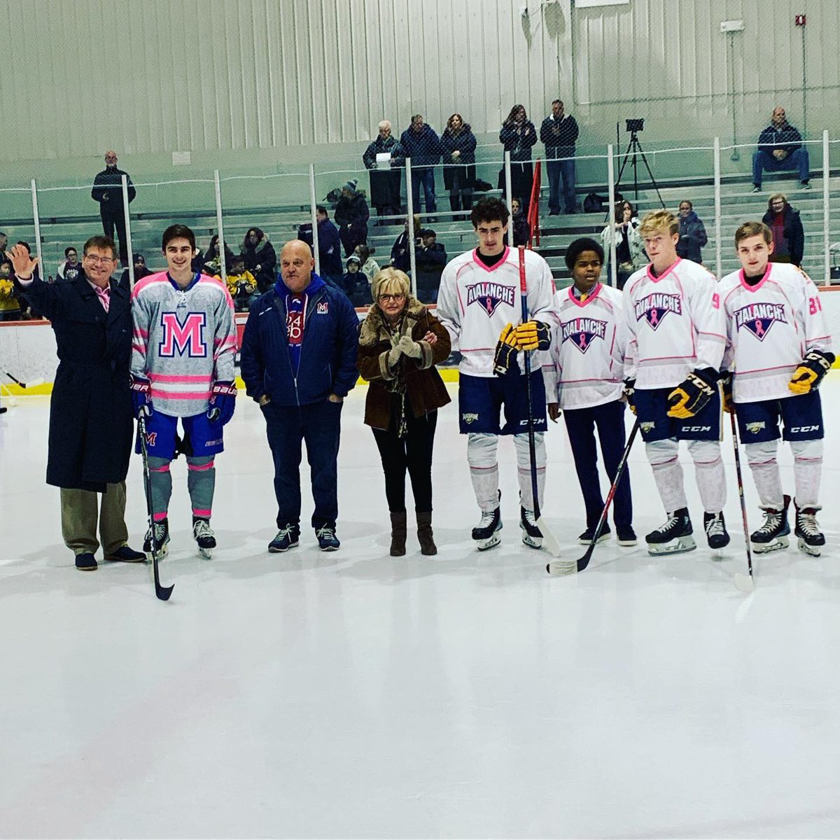NJ_Avalanche's tweet photo. Thank you too everyone for being a part of last night. The game generated 60 K for the @AmericanCancer Scores from last night don’t matter. The love &amp; honor shown last night between the Avs and @RISaintMsHockey was the story. Never stop fighting for those who fight everyday. https://t.co/LpoZoGnRZN