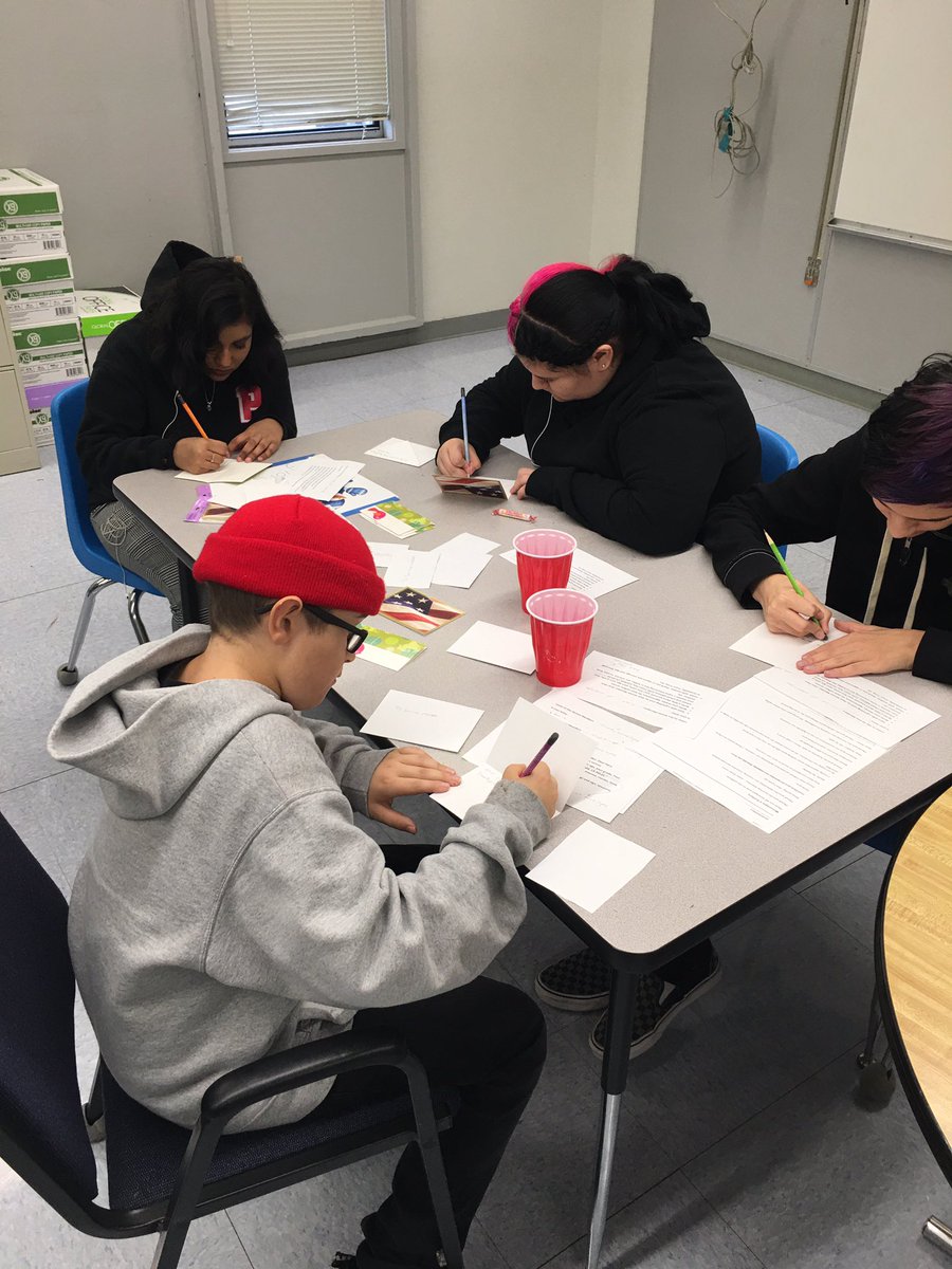 pambrou's tweet photo. Independent Study STEAM Collaboration. Students writing holiday letters to the military and painting kindness rocks. #FSUSD #FSUSD independentstudy #CaliIndependentStudy https://t.co/NUGXj4UFKB