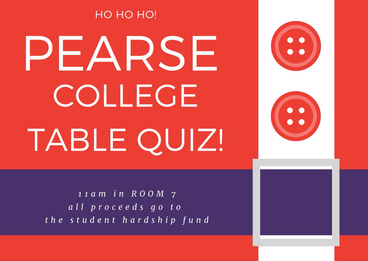 PearseCollege's tweet photo. Quizmaster S Claus is ready, are you? Join us tomorrow (Thursday) at 11am for our annual Christmas Table Quiz. #Pearse@Christmas #Christmas #tablequiz #charity #studenthardship #theCollegethatCares #ChoosePearse #CDETB #wearyourchrimbojumper #thisisFET #santa #raffle #fair #prize https://t.co/S5RGO1HnB7