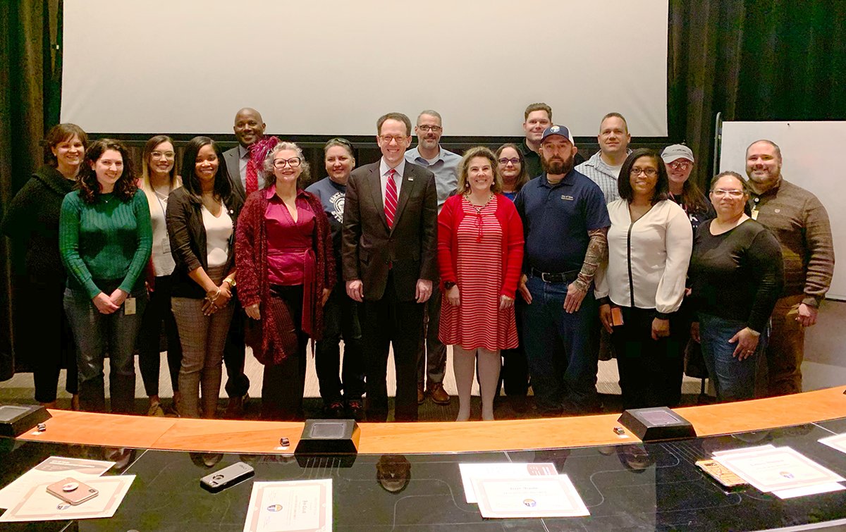 cityoftulsagov's tweet photo. Please join us in congratulating the latest class of LEAN/Six Sigma Green Belt graduates at the City! Twenty employees participated in classroom training, online classes, and hands-on projects, bringing our total Green Belt count to 180 employees. #Tulsa #ThisIsTulsa https://t.co/dx4BHaz1K6