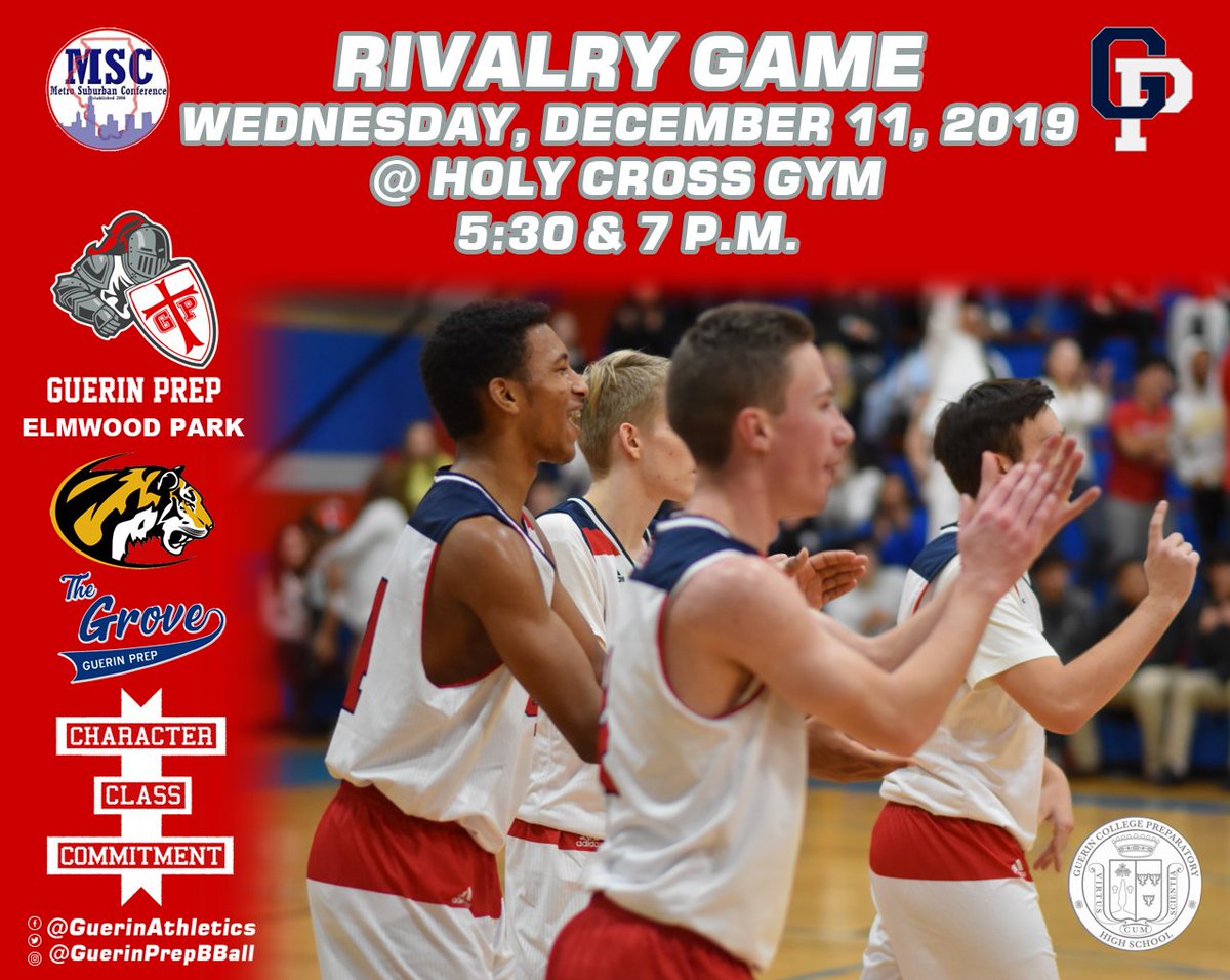 GuerinAthletics's tweet photo. It's rivalry time tonight in River Grove as our Crusaders take on EP at Holy Cross Gym. The action starts at 5:30 with the varsity tipping at 7 p.m. Come on out and cheer the boys on to victory against the Tigers. #CharacterClassCommitment #Crusaders #Family #GuerinPride https://t.co/XjuAlaWDWH
