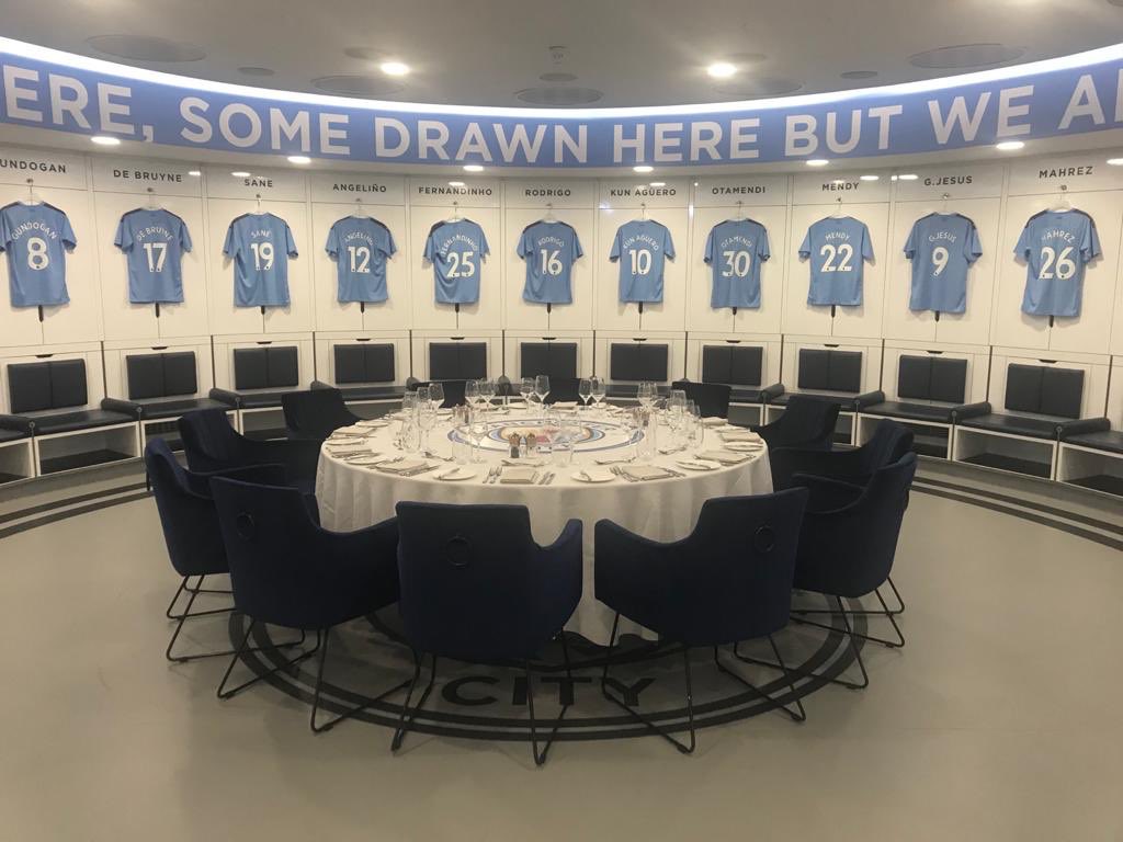 What a brilliant experience with <a href="/ManCity/">Manchester City</a> &amp; @WegaCard watching the <a href="/ChampionsLeague/">UEFA Champions League</a> match tonight in the 1st dressing room at the Etihad........City taking fan experience to another level yet again 💙