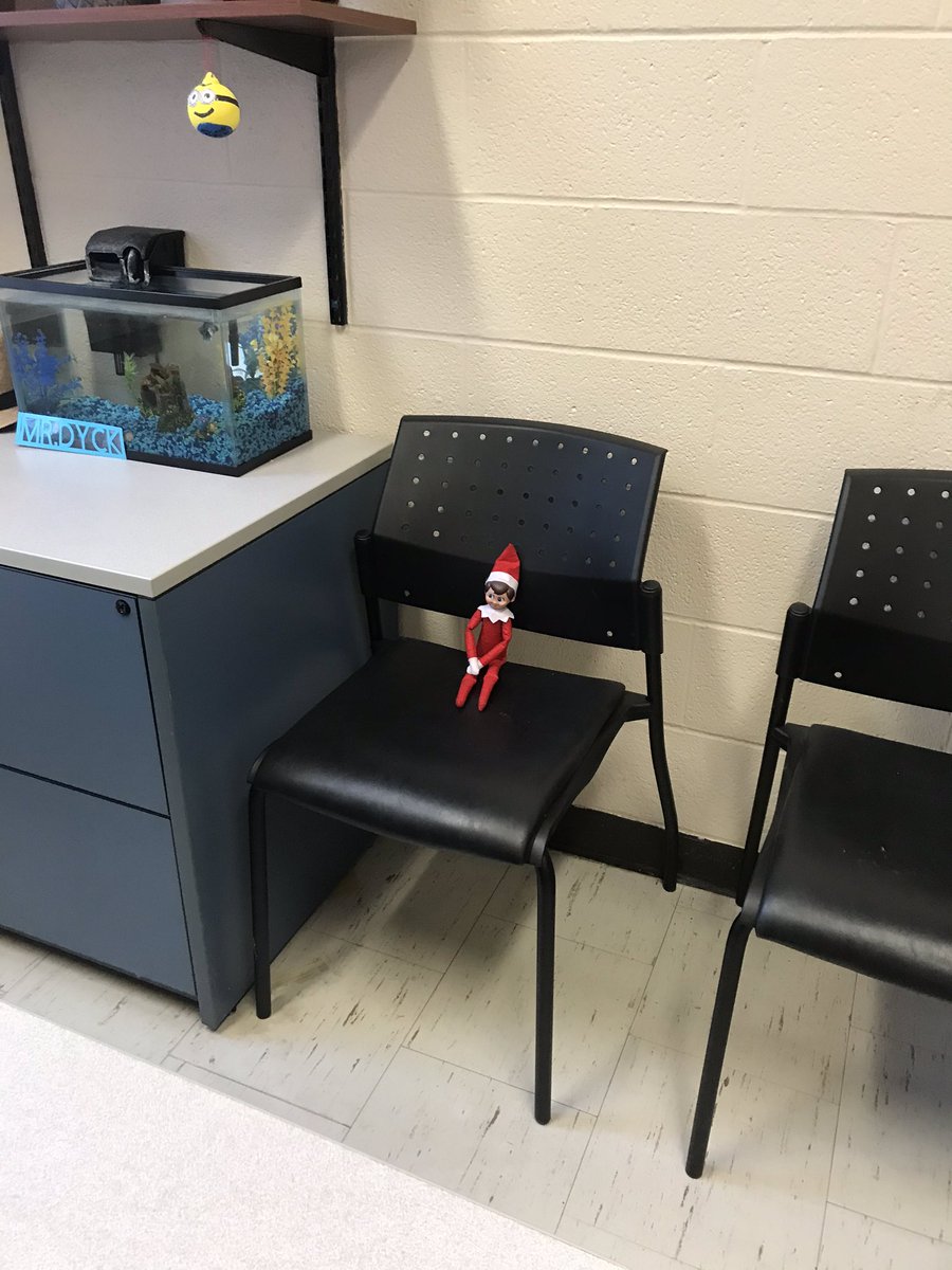 mrs_conti's tweet photo. When your elf gets asked to be in the VPs office the next day, he shows. @JBoltonps #BatElf https://t.co/RGCIzLGnoV