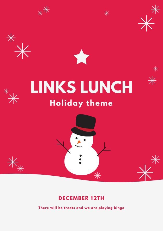Links Holiday Lunch tomorrow!! Bring a lunch and some friends! We will be playing bingo and treats will be provided❄️☃️🔗🔗 @MDZLeadership #BPSLearners
