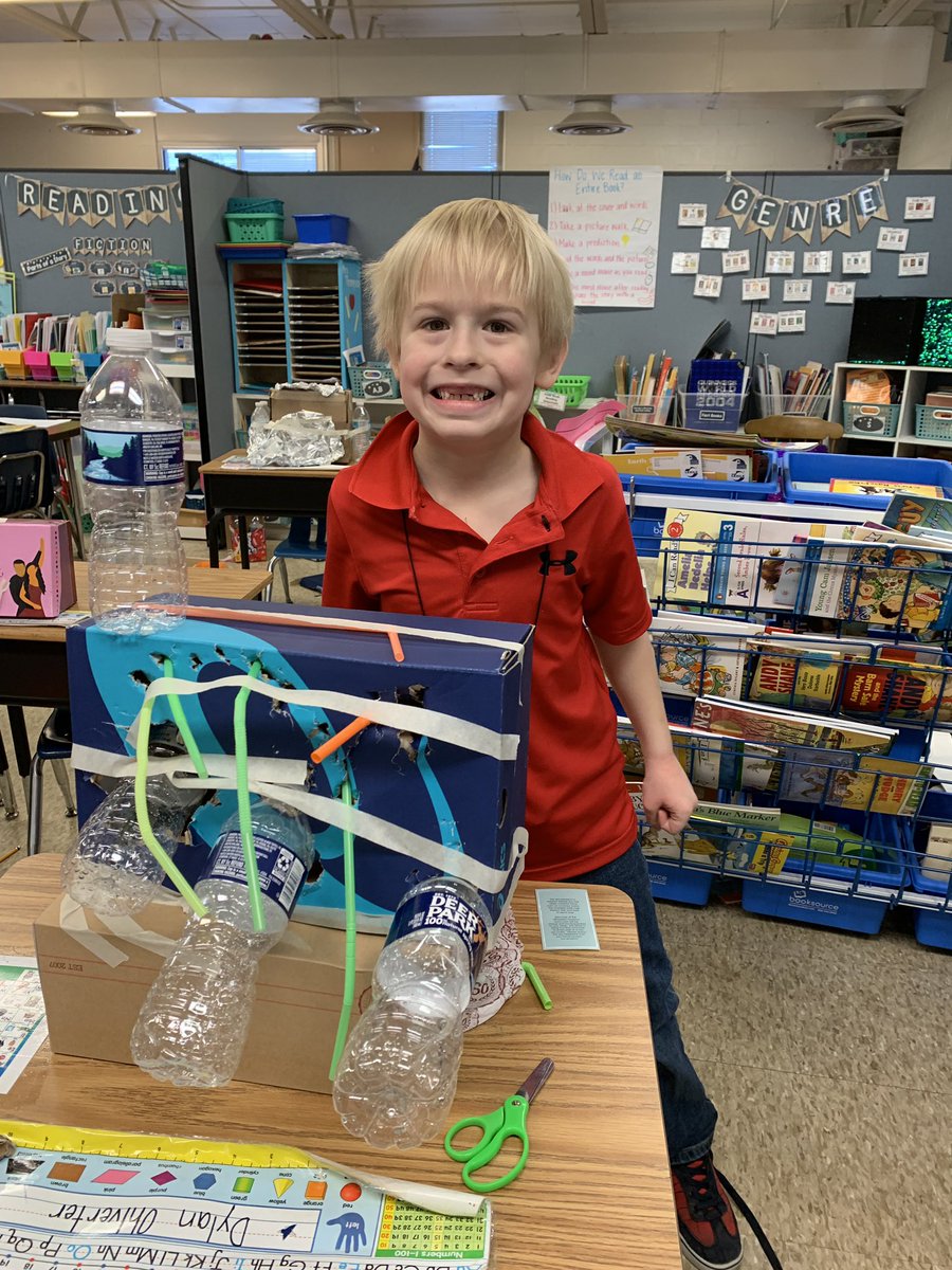 RHLeeESGrade1's tweet photo. Students were so proud of their Little Pig Houses! Most included traps to catch the wolf! 💕 #STEM @RHLeeESAACPS https://t.co/adCeAUE6Sh