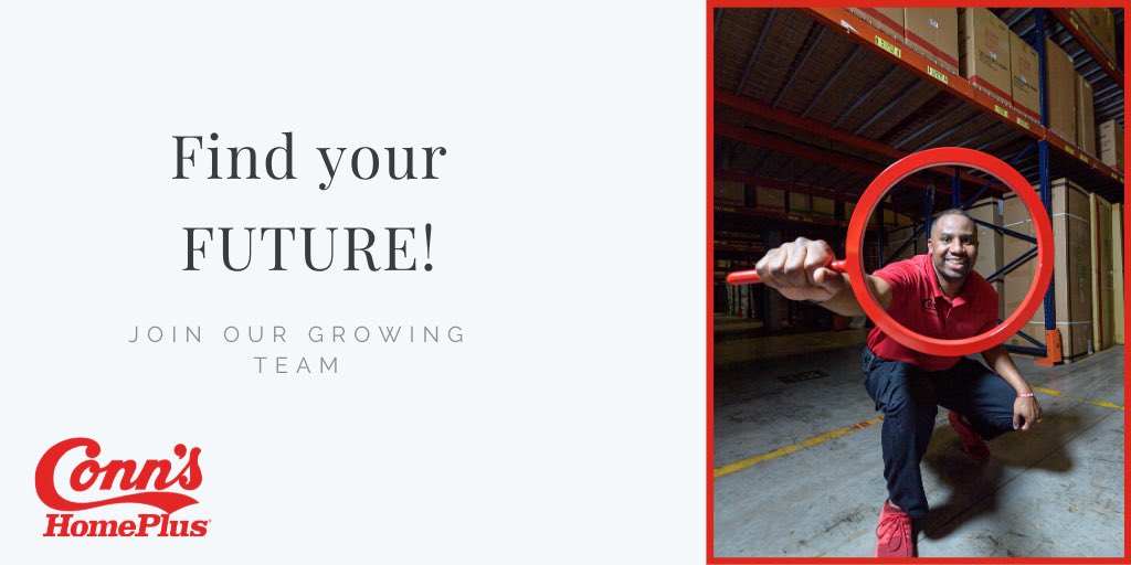CerynthiaS's tweet photo. Find your Future at Conn’s! We are expanding and growing fast, so join our team and help us Make It Happen. Check out our career page for openings #NowHiring #HIRINGNOW #Careers #Warehouse #conns.com/careers https://t.co/CaMaD3aPMf