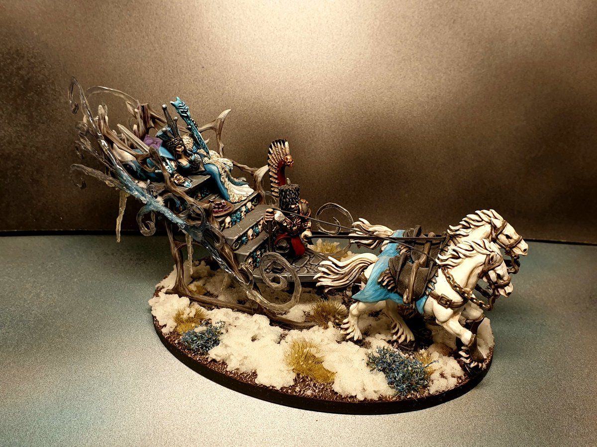 Jon_Kerr_T4G's tweet photo. Well, this is it. Ive submitted pictures of my army to the GW events team.... praying its ok now! Heres the pics if anyone is interested. #Kislev #Kisgrad #AgeofSigmar

Firstly, The Tzarina, Khan-Queen of Kisgrad (Celestial Hurricanum), and her Ice Witch handmaiden (Battlemage). https://t.co/QLJbVdCxpc