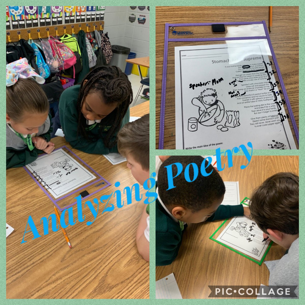 denisemaye3rd's tweet photo. We are analyzing poetry...identifying the speaker, the parts of a poem, type of poem, key idea of each stanza, and making inferences &amp; connections.
#thatssomertz
@MDuBoseAdams @EicholdMertzMST https://t.co/q52B4y7ILV