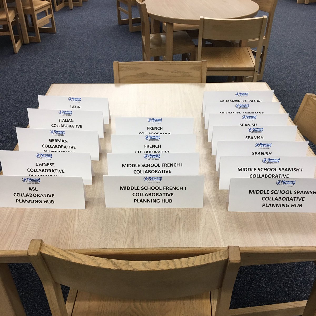 HCPSSWorldLang's tweet photo. HCPSS World Language educators are engaging in professional learning this afternoon at River Hill High School.  Collaborative planning, language circles, and Canvas/Technology Drop-In Support are all on our agenda! https://t.co/oznQ0vbwtk