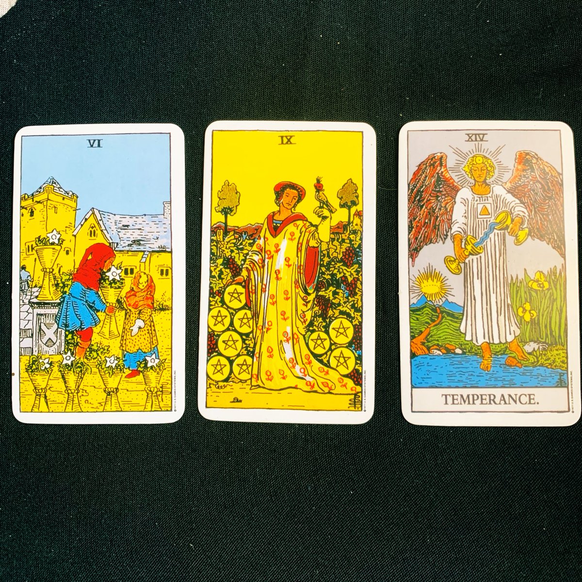 As we look and reflect on past childhood memories, we can have a better view of how far we have come & with the New Year approaching we recognize the hard work & dedication we have given with a more accepting and balance  of self. #6ofCups #9ofPentacles #Temperance #2020