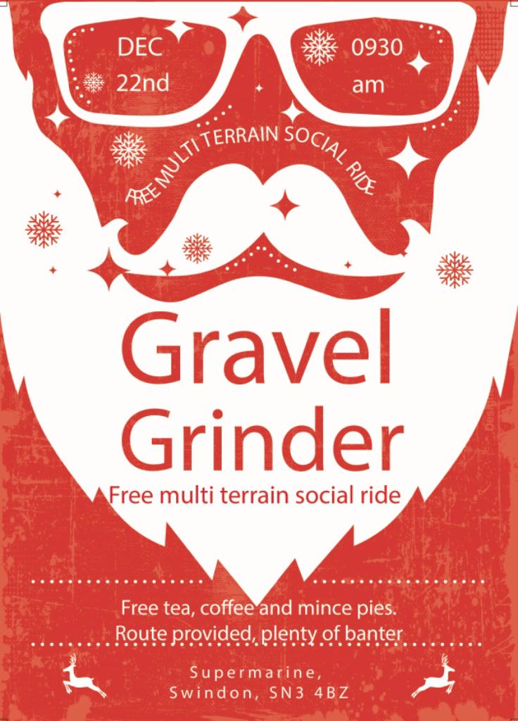 Sunday 22 Dec our FREE to ride social Christmas Gravel Grinder event leaving Supermarine 9.30 for a 40 mile route of quiet country roads 4 gravel sections and 1 climb route files available this week MTB CX E Gravel bikes welcome.
