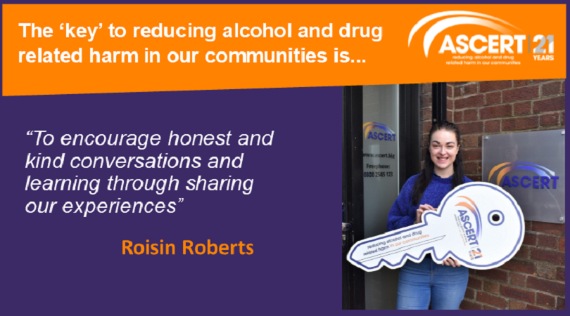 ASCERTNI's tweet photo. Roisin from our team shares what she believes will be the 'key' to reducing alcohol and drug related harm in our communities over the next 21 years #ASCERT21Years https://t.co/m4pOh5LRLV