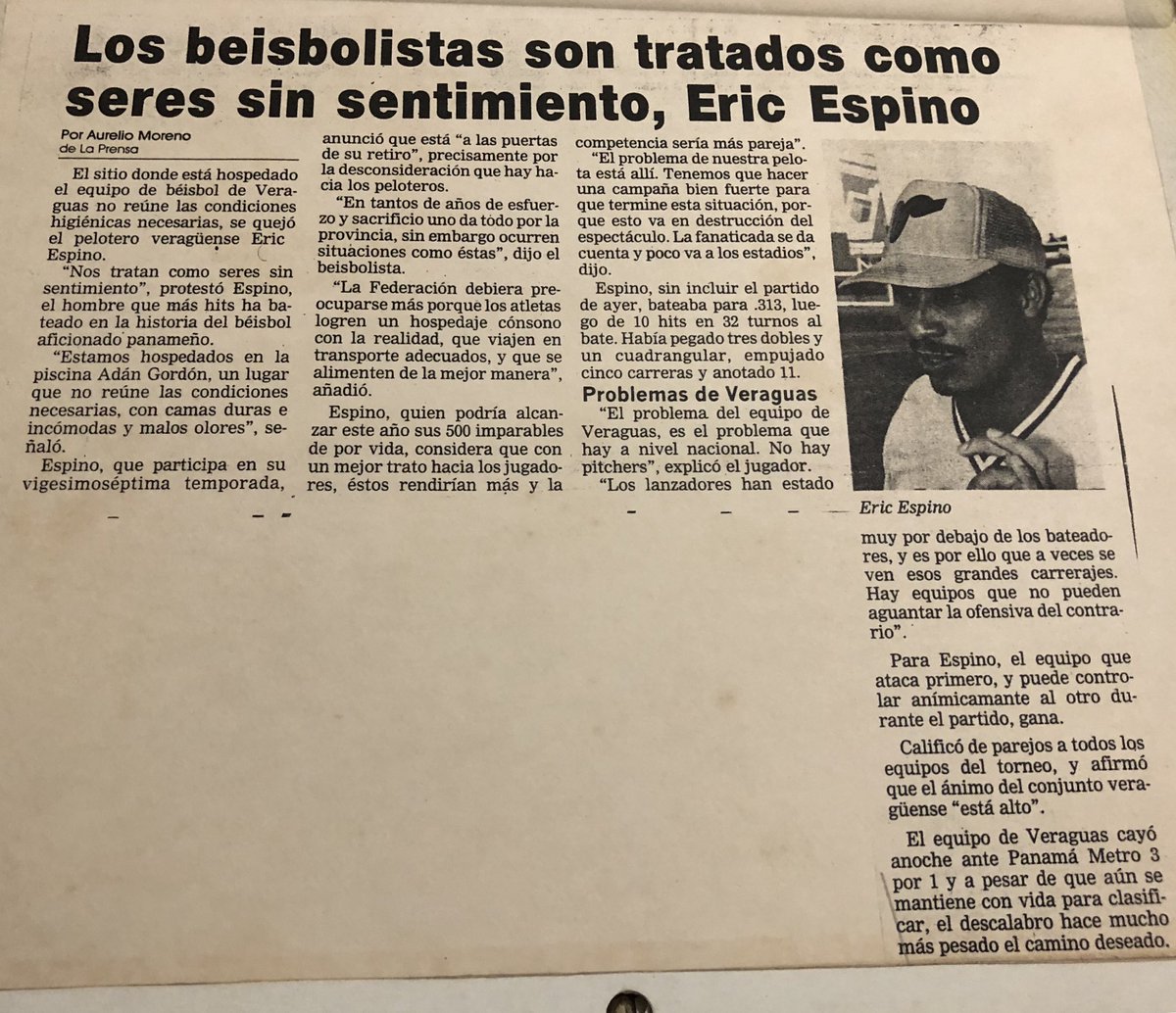 “Los beisbolistas son tratados como seres sin sentimientos” todos los días atacaba fuerte, en los diferentes medios de comunicación, SIN BANDERA POLÍTICA, solo buscaba mejoras para el pelotero. Antes era totalmente diferente, AL BÉISBOL MODERNO