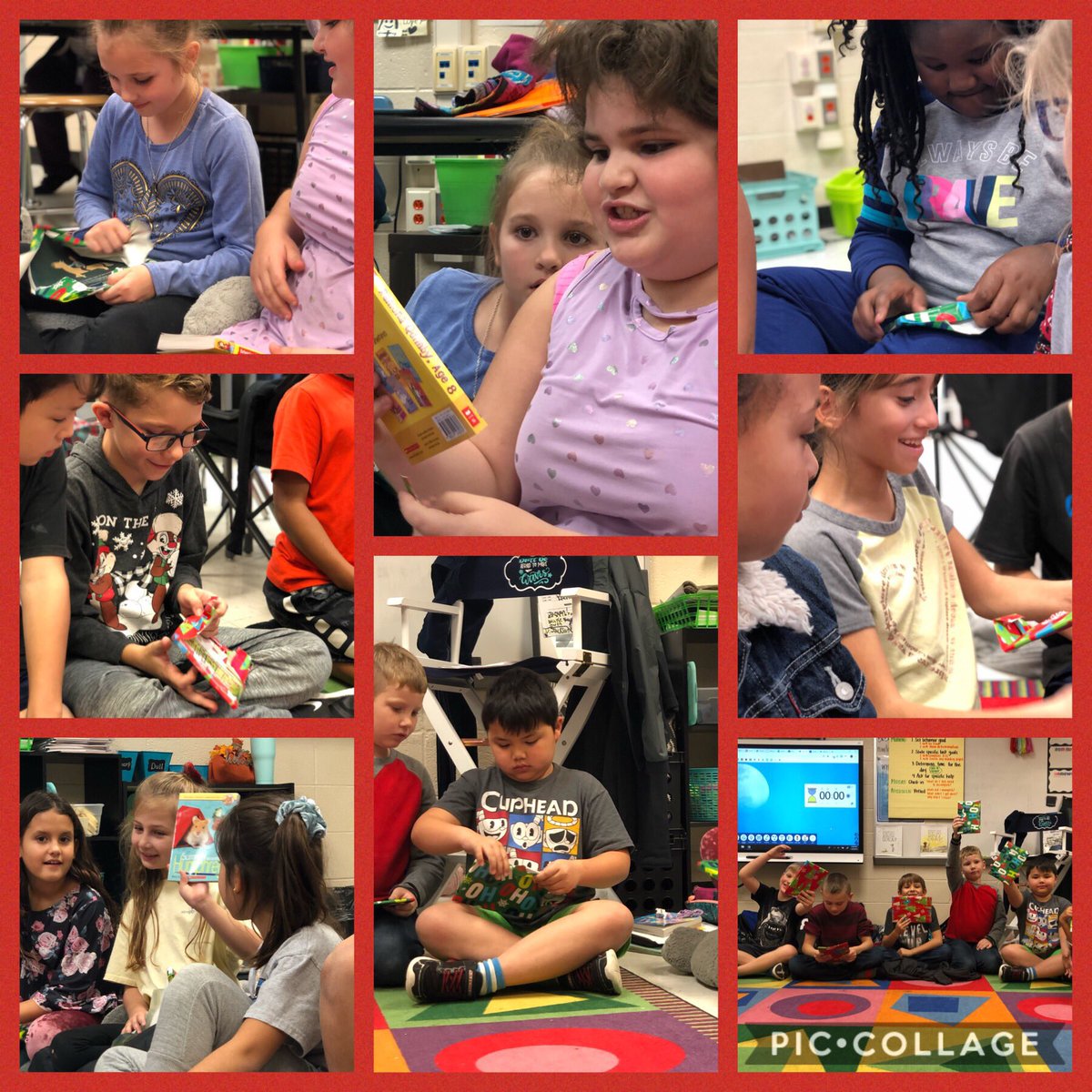 LearningwithRow's tweet photo. What’s the greatest Christmas gift? Books! Using funding from my generous yearly book sponsors, I was able to get 25 books for a White Elephant book party. The kids faces say it all ❤️🎁📚 https://t.co/OXCjyY06aV