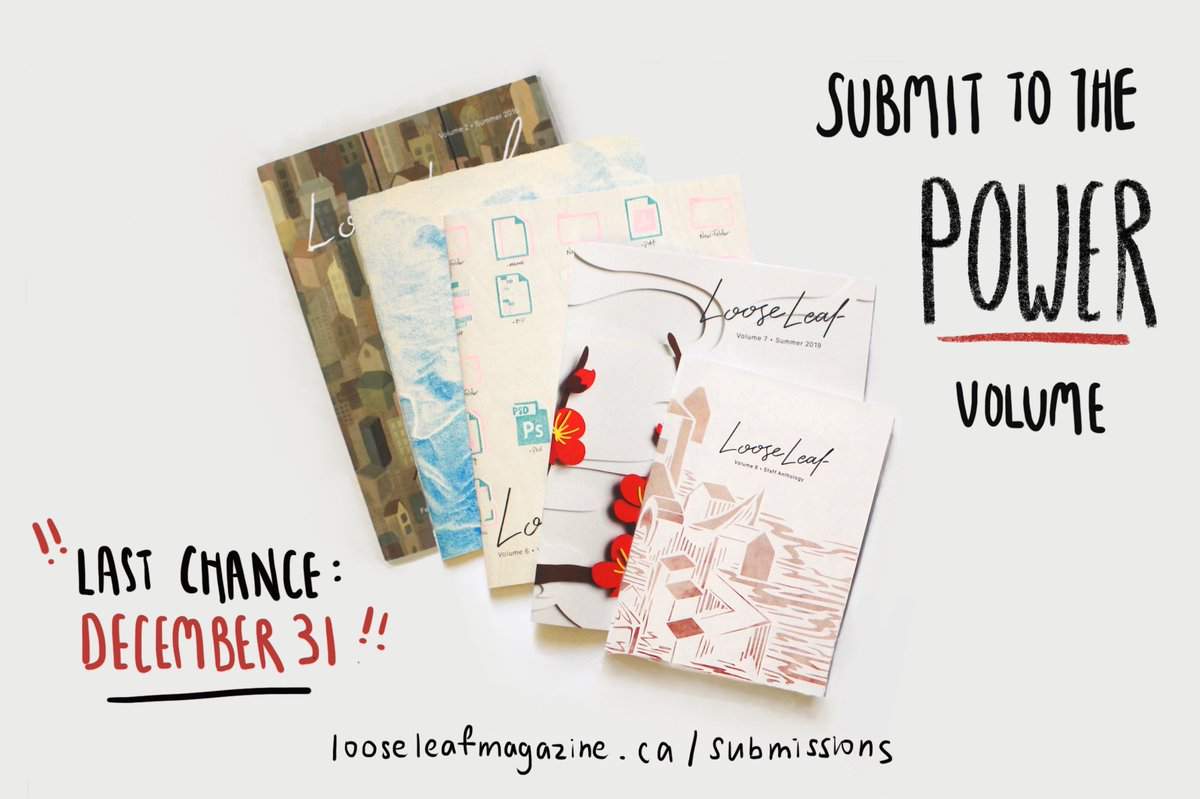 Projectx40C's tweet photo. 3 WEEKS LEFT till the deadline closes for our last ever print volume of LooseLeaf! Submit your poetry, art, writing, photography, video, animation, music or whatever you create and end your year with a bam. 
https://t.co/z5xttvP7TT https://t.co/qHyaso6JfM