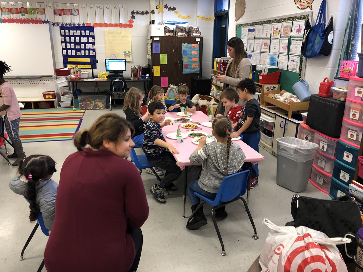 KinderRidge's tweet photo. Making gingerbread trees in Ms. Gutshall’s room! https://t.co/dKc3dyanKY