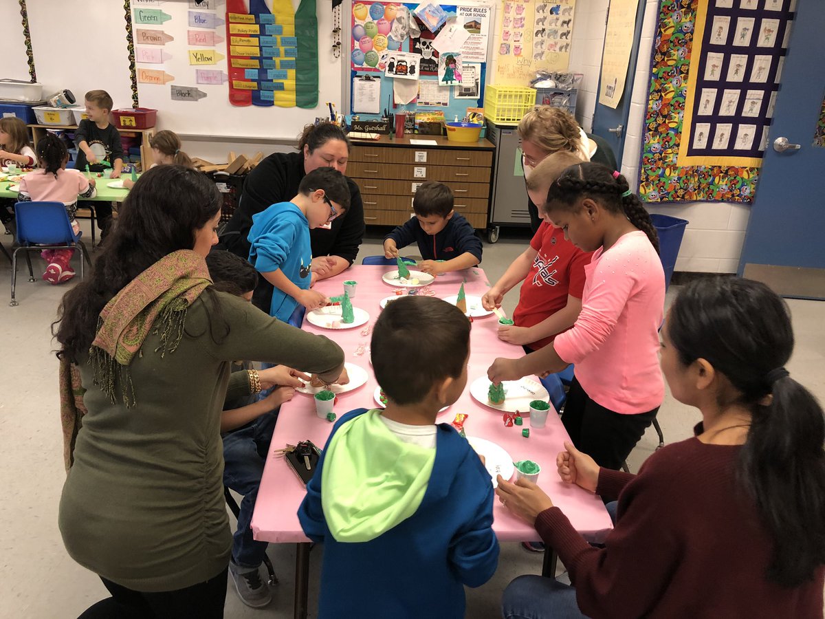 KinderRidge's tweet photo. Making gingerbread trees in Ms. Gutshall’s room! https://t.co/dKc3dyanKY