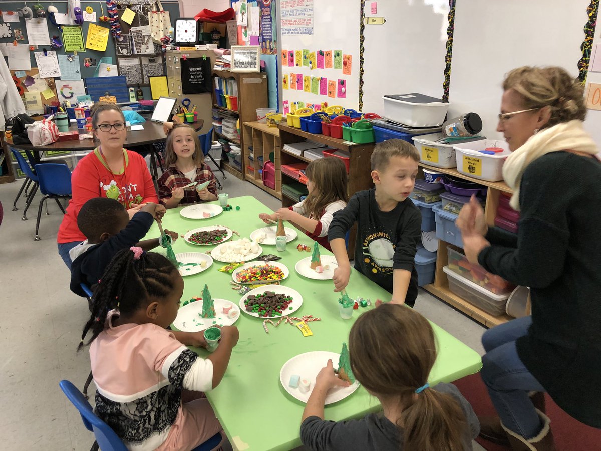 KinderRidge's tweet photo. Making gingerbread trees in Ms. Gutshall’s room! https://t.co/dKc3dyanKY