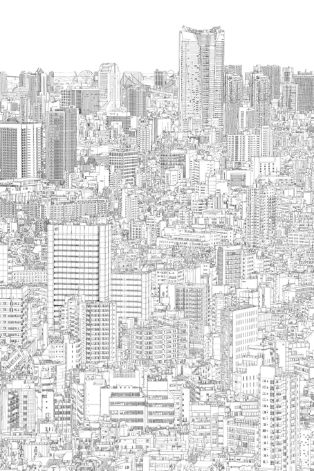 そろそろこういう感じのトレス作品作りたいので、大都市の望遠写真とか持っていらっしゃる方がいれば提供していただければこれ幸い 