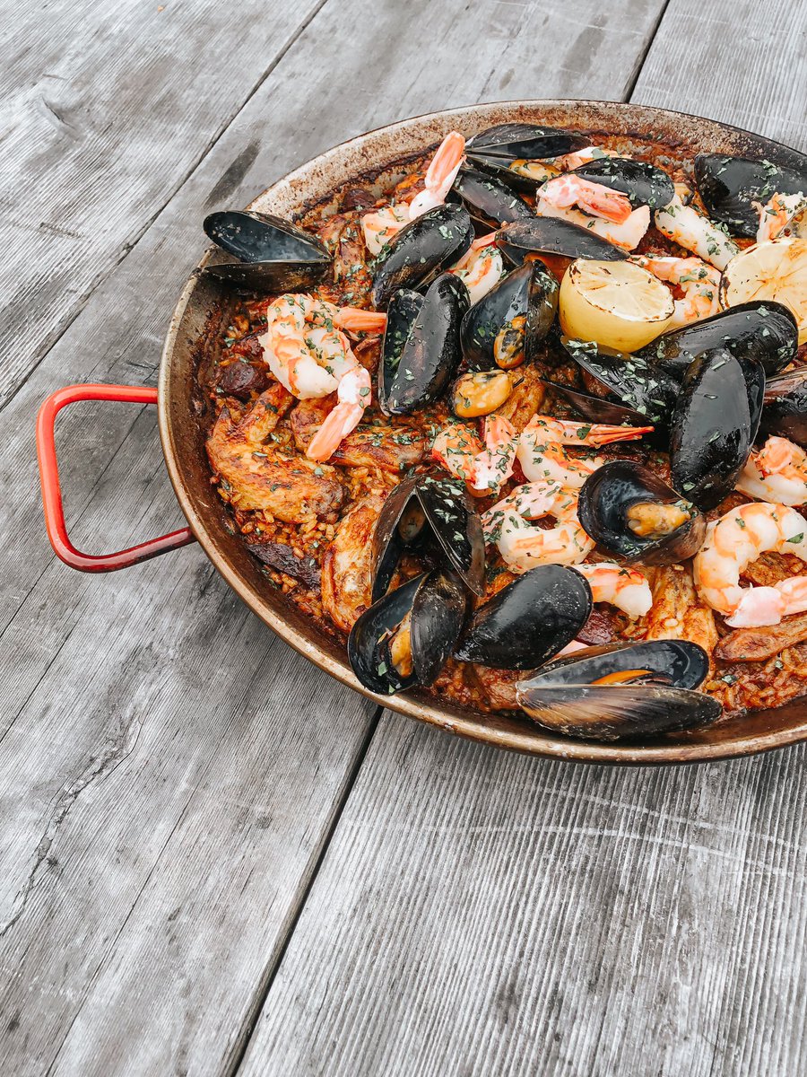 Relive warm summer nights in our courtyard with some #paella! Even in the cold season we serve our favorite Spanish rice dish with a rotating selection of meats, seafood, and vegetables. #barciudadpaellawednesday 6-9pm