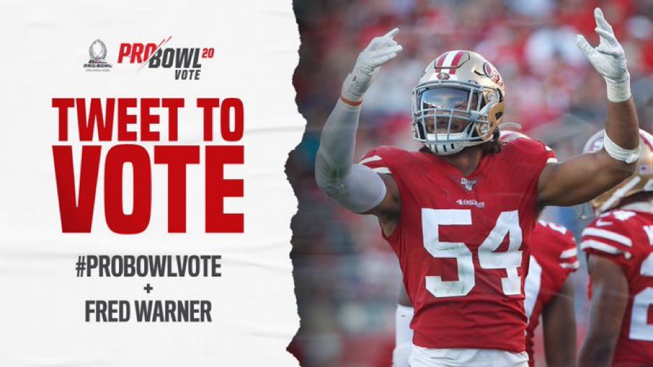 JuiceCheck44's tweet image. If you haven’t voted for @fred_warner yet idk what you’re waiting for!!  Get ‘em in already!! Plus votes are worth double today!!  #probowlvote + @fred_warner