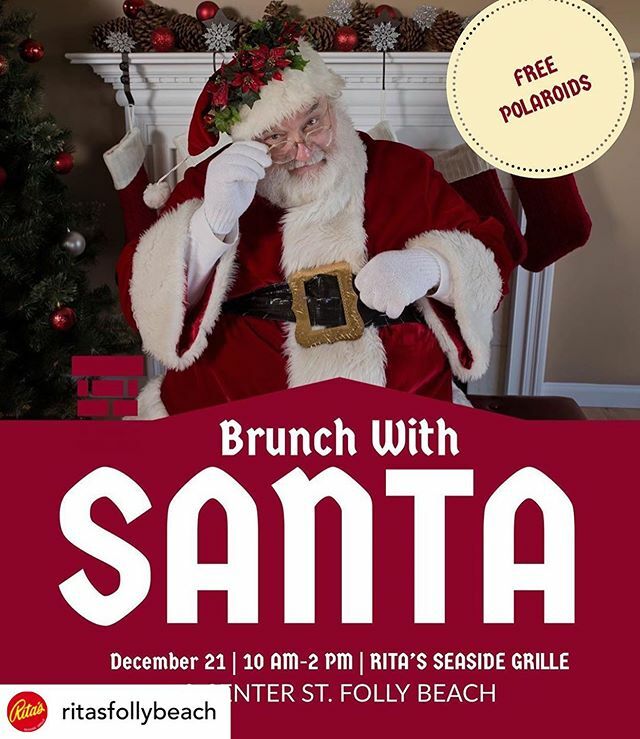 There he is!  Posted <a href="/withrepost/">Repost app</a> • <a href="/ritasfollybeach/">Ritas Seaside Grille</a> We pulled some strings with the elves and got Santa to stop by less than a week before Christmas! Stop by for brunch and a free picture from 10-2! ift.tt/2PP8YjN