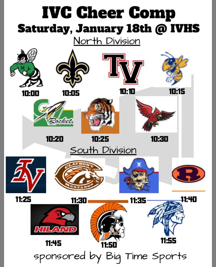 Save the date! We will be competing in the first ever IVC Cheerleading Competition on January 18th in our own gym 😍