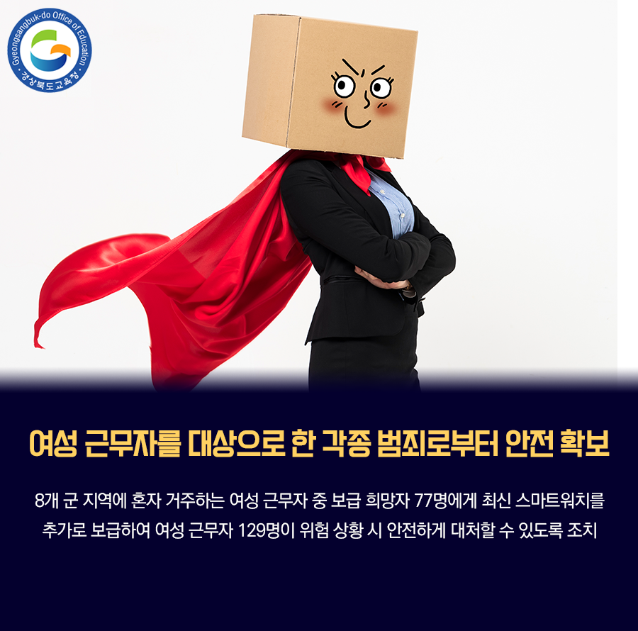 go_gbe's tweet photo. 경북교육청은 도내 위험지역 여성 근무자의
안전 확보를 위해,

기존 도서 벽지에 혼자 거주하는 여성 근무자에게
제공하던 스마트워치를 군 지역 여성 근무자까지
확대하여 보급을 했습니다 :)

#경상북도교육청 #경북교육청 #경북교육 #교육
#여성근무자 #스마트워치 #보급 #확대 https://t.co/FjKXAGYTwu