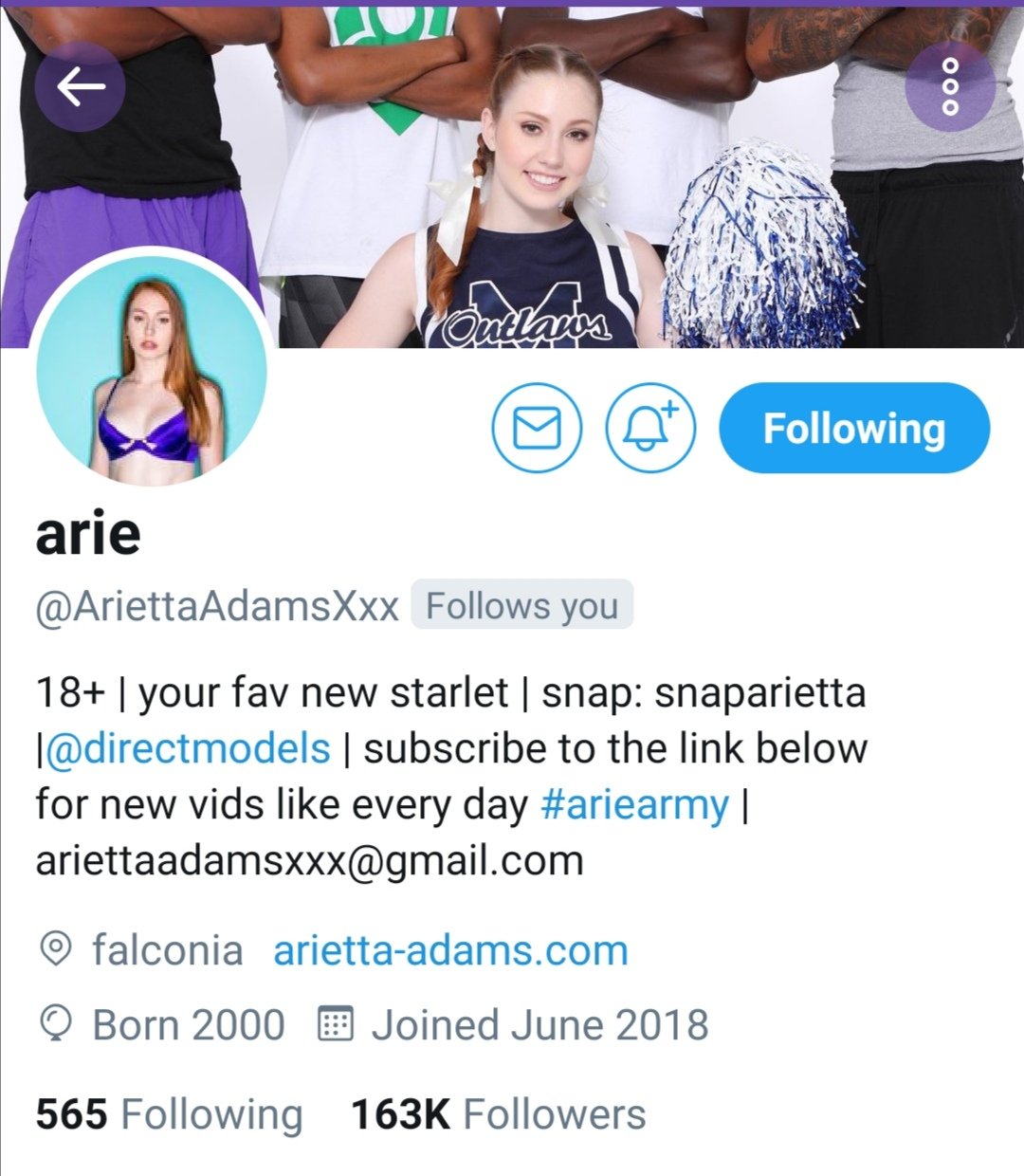 Arietta Adams Fan Page on Twitter: "Hi guys follow the official twitter