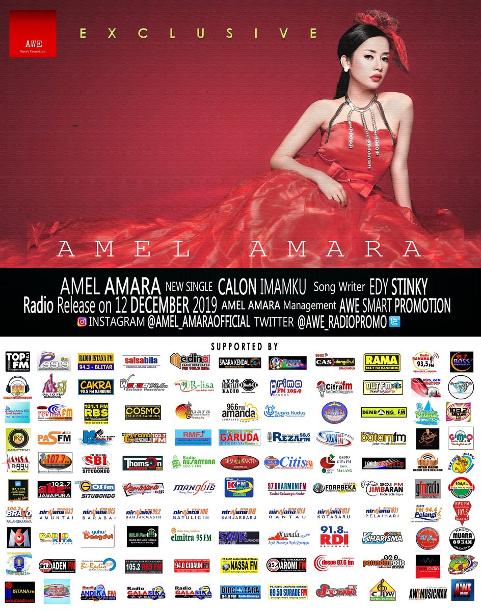 Hari Ini Pemutaran Perdana dari lagunya
 #Amel_amara   #CalonImamku
cc   <a href="/awe_radiopromo/">AWe Smart Promotion</a>