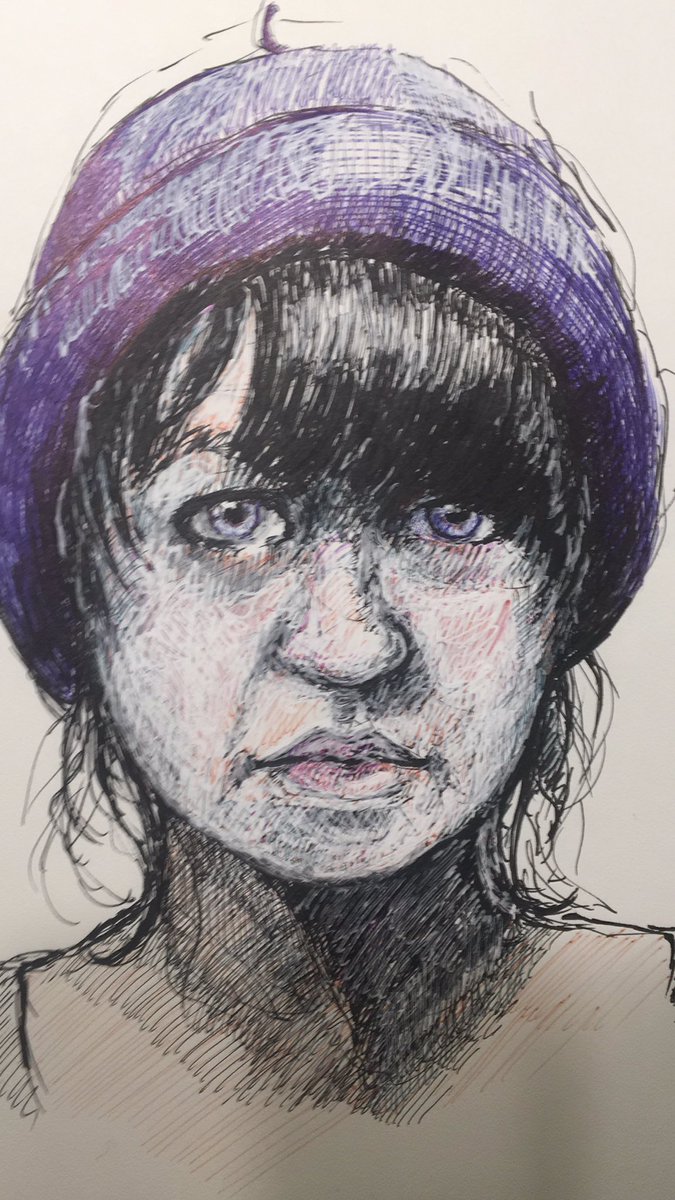 NWAScarletS's tweet photo. Last self portrait of 2019 &amp; decade. #mixedmedia https://t.co/vwiC35QEJU
