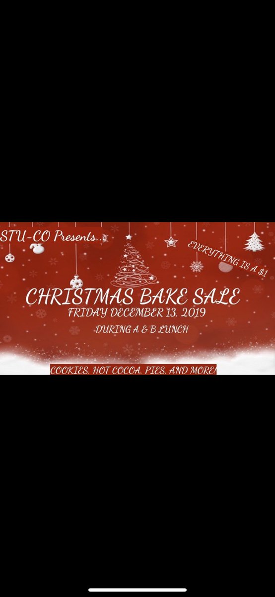 UHSA_StuCo's tweet photo. Bake Sale this upcoming Friday!!!❄️ https://t.co/ir8mgoJtJF