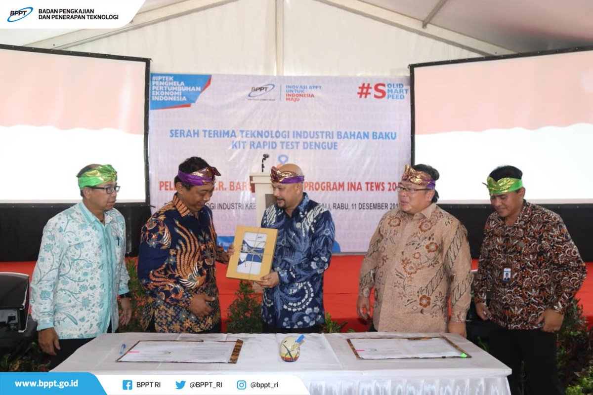 BPPT_RI's tweet image. 11. Untuk diketahui, BPPT menggelar acara Serah Terima Teknologi Industri Bahan Baku KIT Rapid Test Dengue yang digelar di Denpasar, Bali, Rabu (11/12/2019) 
#BPPT #BPPTRI #BPPTSolidSmartSpeed #KitRapidTestDengue