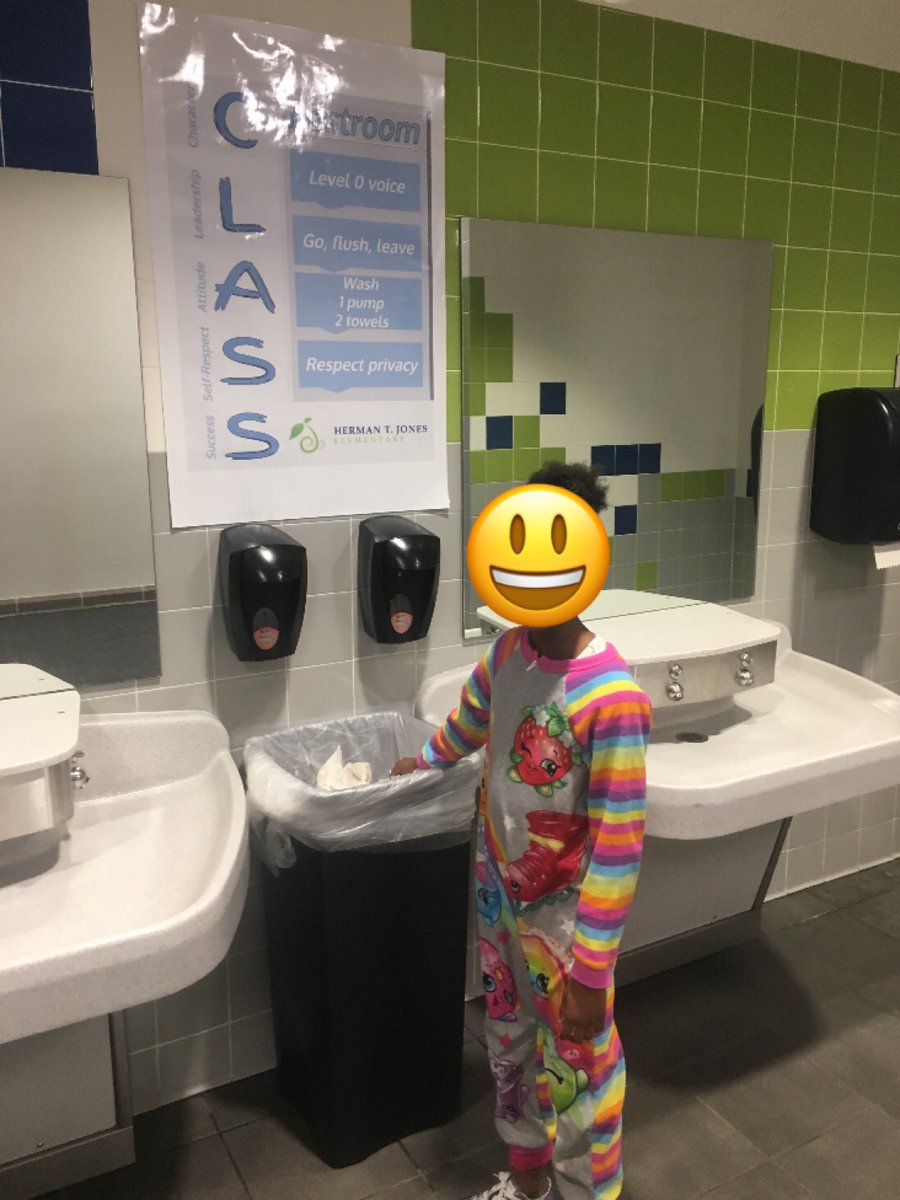 This student was showing C.L.A.S.S. by keeping our restrooms neat and clean. #jeschat #12DaysTwitter.