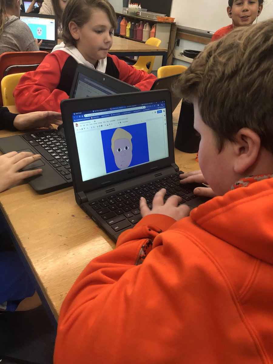 Tech club students had a lot of fun and a TON of laughs this morning using <a href="/GoogleDrawing/">GoogleDrawing</a> to create selfies. Thanks @DrHesslein for the inspiration! #werbayview #MTPSpride