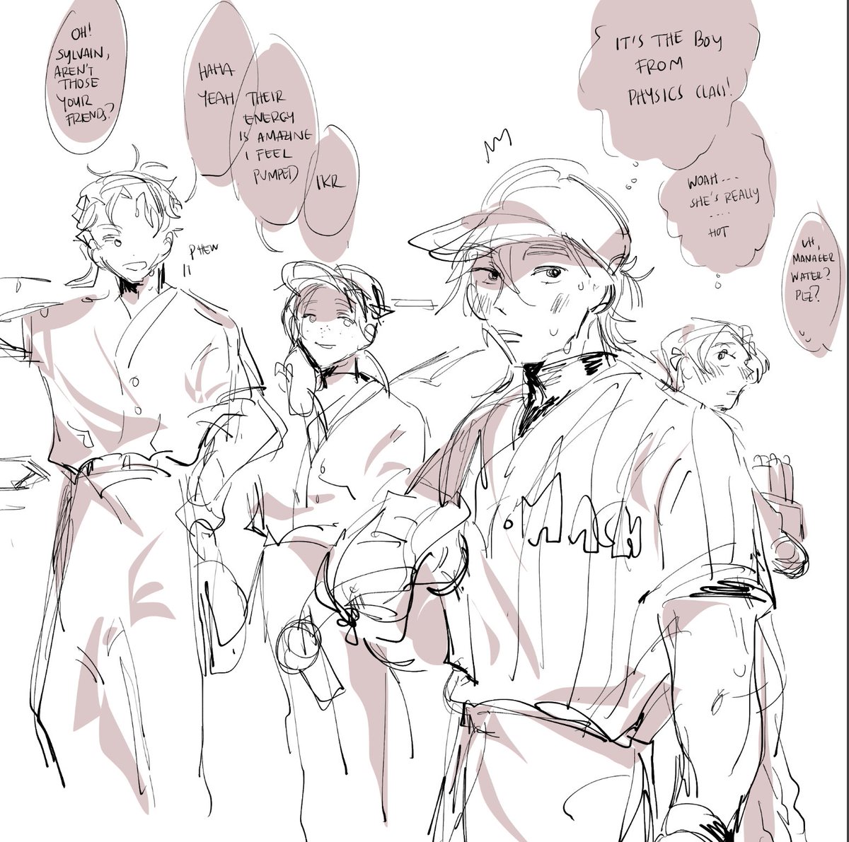fe3h modern college au but also #dimiclaude college au ? mostly bl with hilda and claude here but the gist of the houses is that BL are part of the baseball team, GD became friends after meeting by joining/trying a dnd campaign, and BE play m/a/plestory together as a guild 