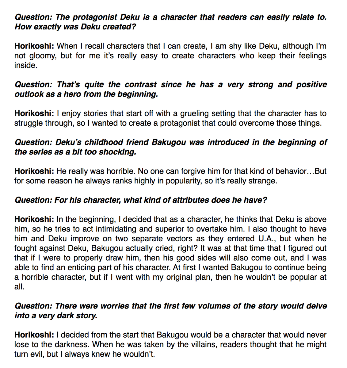 aitaikimochi's tweet photo. Cinema Today Japan's website has a new interview with Horikoshi about Boku No Hero Academia's story and characters. Horikoshi talks about Deku &amp; Bakugou's backgrounds, the topic of family within the series, and more! Enjoy~

Source: https://t.co/naBfuzgglB https://t.co/U5mJSji68t
