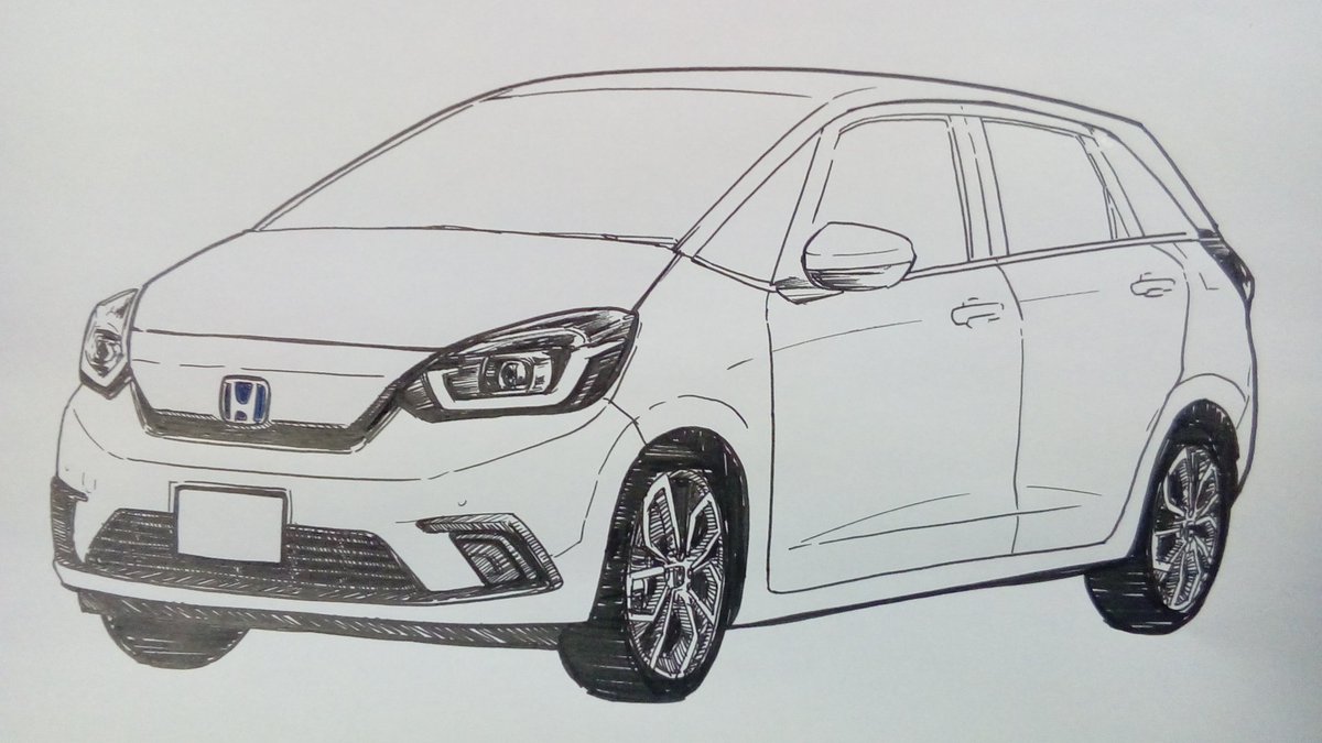 結城るい ホンダ Honda Fit ラクガキ ペン画 イラスト王国 イラスト塾 アナログイラスト ホンダフィット