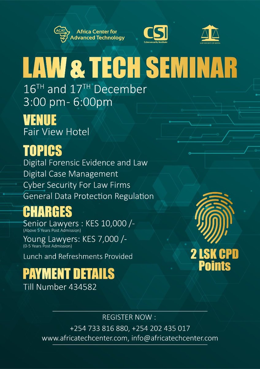 This will be our Final CLE 2019 for 2019. Registration is still open...<a href="/lsk_nbi/">Law Society of Kenya -Nairobi Branch</a> <a href="/lawsocietykenya/">Law Society of Kenya</a>