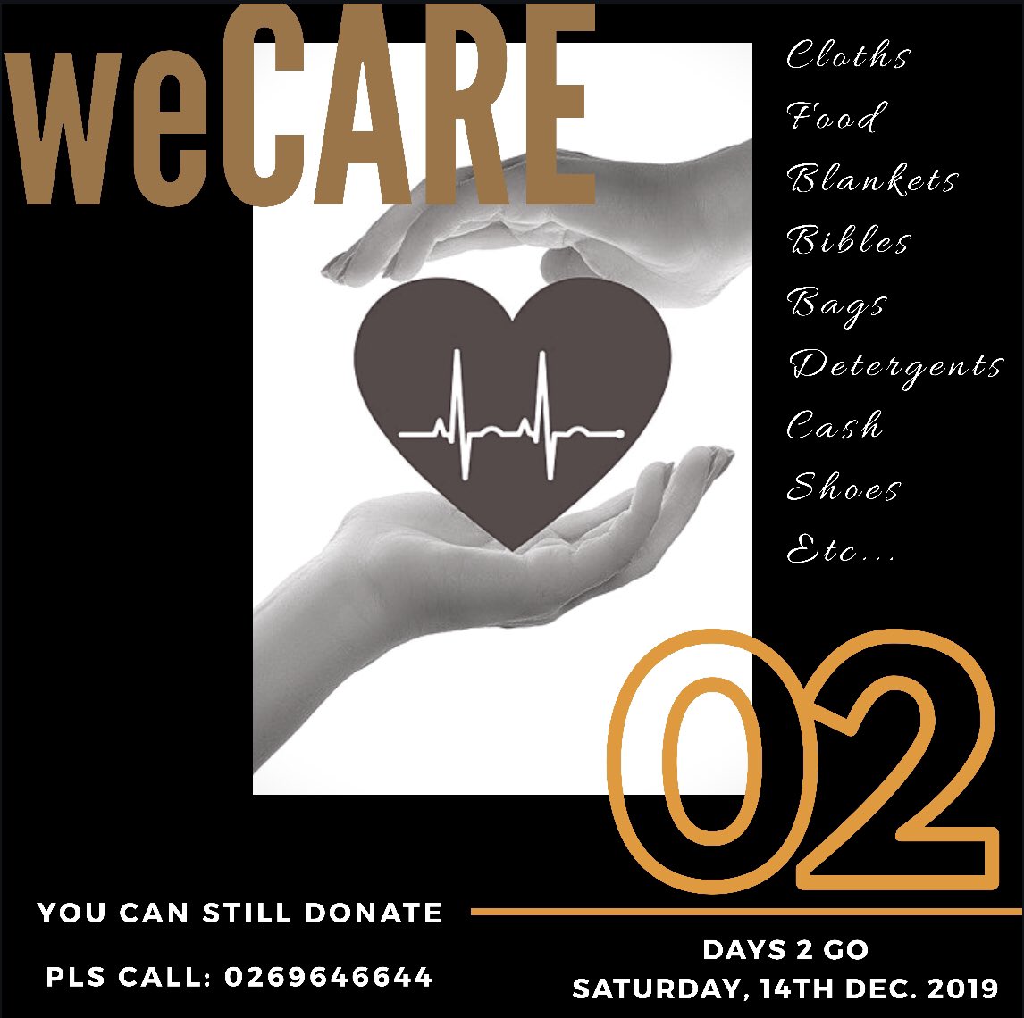#weCARE is 2 days away.

Be a vessel of #Hope for someone.

#TMH
#SupernaturalArena
#Purpose2020
