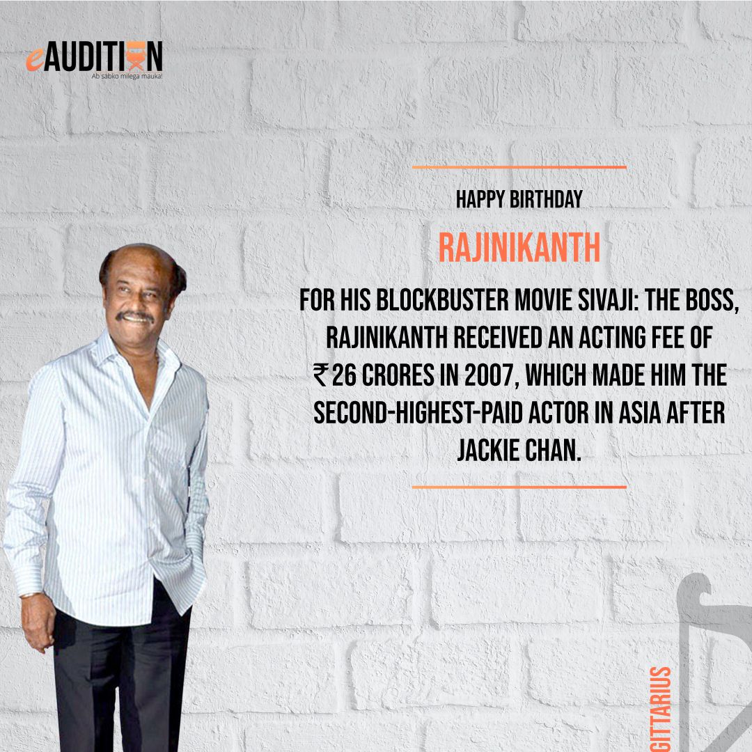 LimeliteClubApp's tweet photo. Did you know this interesting fact about Rajinikanth? Wishing him a very happy birthday!⠀
#actfact #Rajinikanth #happybirthdayRajinikanth #eAudition #OnlineAuditions #casting #auditions #eAuditionApp #bollywood #films #auditionalert #auditionindia #auditionmumbai #Mumbai https://t.co/h5HuKPoA0I