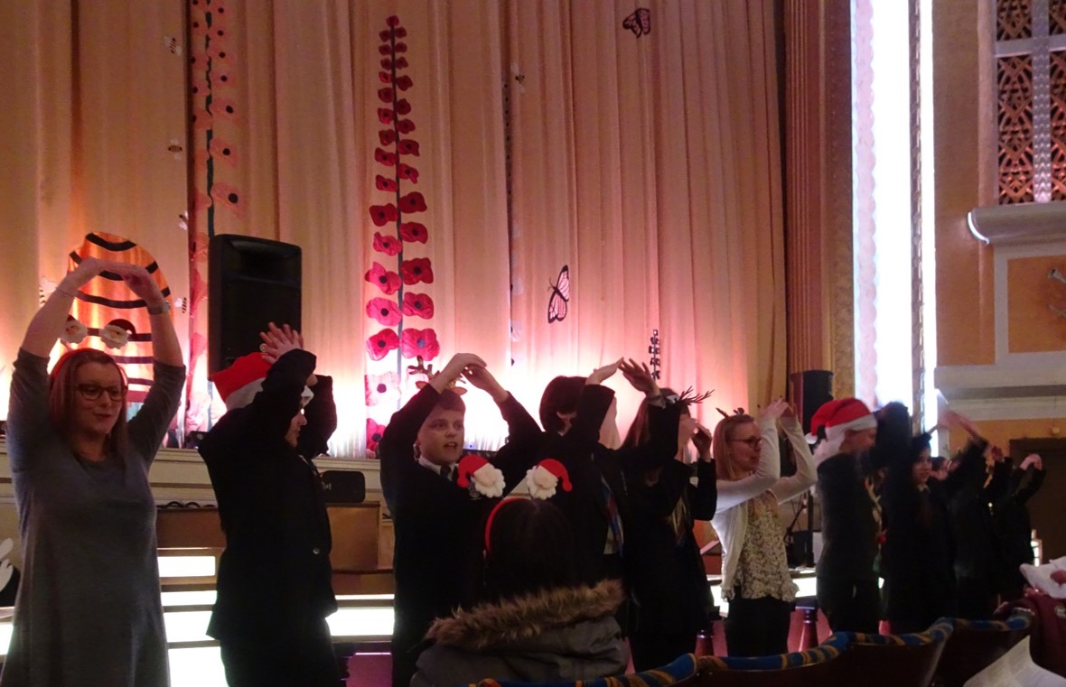 Stockport_Sch's tweet image. The music department were busy today spreading some Christmas joy in the Community at two different events. One of the events involved a Christmas singalong at Stockport Plaza where the students performed with the Intergenerational Doing Dementia Differently Choir.