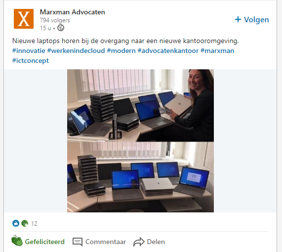 ICTConcept's tweet photo. Bij @MarxmanLaw is men gisteren aan de slag gegaan met de nieuwe door ons geleverde laptops, fijn dat we als ICT Concept hierbij hebben kunnen helpen! #AllesVoorElkaar https://t.co/jHwNFMMolv