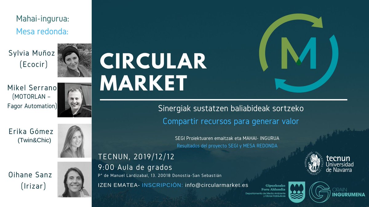 EkoREC_eus's tweet photo. 📢Comienza la Mesa Redonda de la jornada #CircularMarket en @tecnun:

-Sylvia Muñoz (@sylvia_muoz) de Ecocir.
-Mikel Serrano (@Mitzilister), de @Motorlan_FagorA.
-Erika Gómez, de @Twin_and_chic.
-Oihane Sanz, de #Irizar. https://t.co/3AYUtSv4Jv