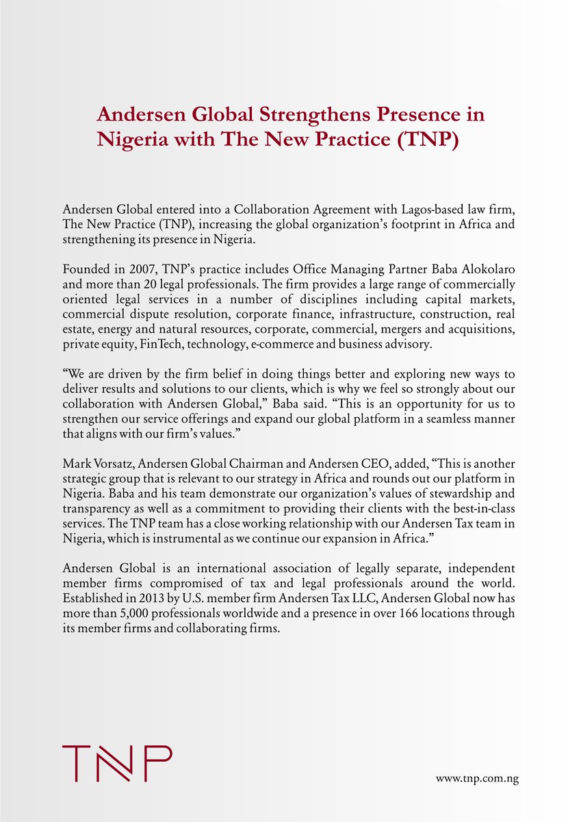 TheNewPractice's tweet photo. TNP is proud to announce its collaboration with Andersen Global. @AndersenGlobal https://t.co/eAsiWGJG6v