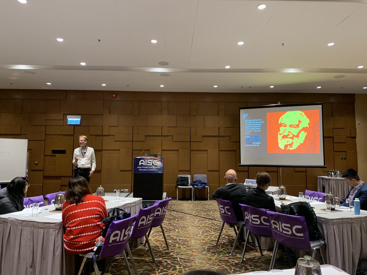 jamie_stark's tweet photo. βCan innovation ever live up to the potential?β Great to see @DerekPinchbeck present at #AISC19 on technology, pedagogy and student learning. The 4Pβs - #Purpose #Pedagogy #Preperation and #Papert https://t.co/hVgsc5S4Bu