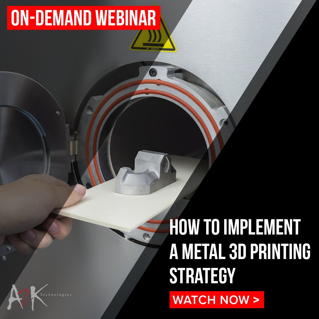 a2kstore's tweet photo. Watch this on-demand webinar and learn:

- How other businesses have embraced metal 3D printing
- Why you should consider metal 3D printing and the advantages it will it give you
- Next steps to implement the technology

Watch now: https://t.co/Su0Obute1A

#3Dprinting #Markforged https://t.co/UzYs3dnjq0
